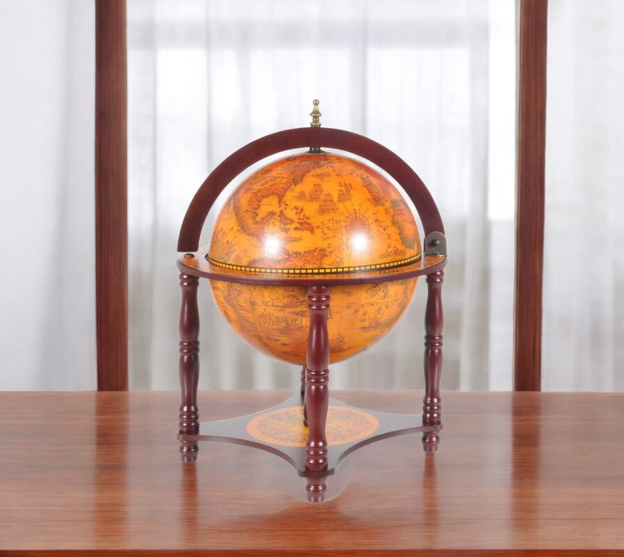 22" Walnut Solid Wood Game Hand Painted Tabletop Sculpture-Sculptures-DECOROLALA