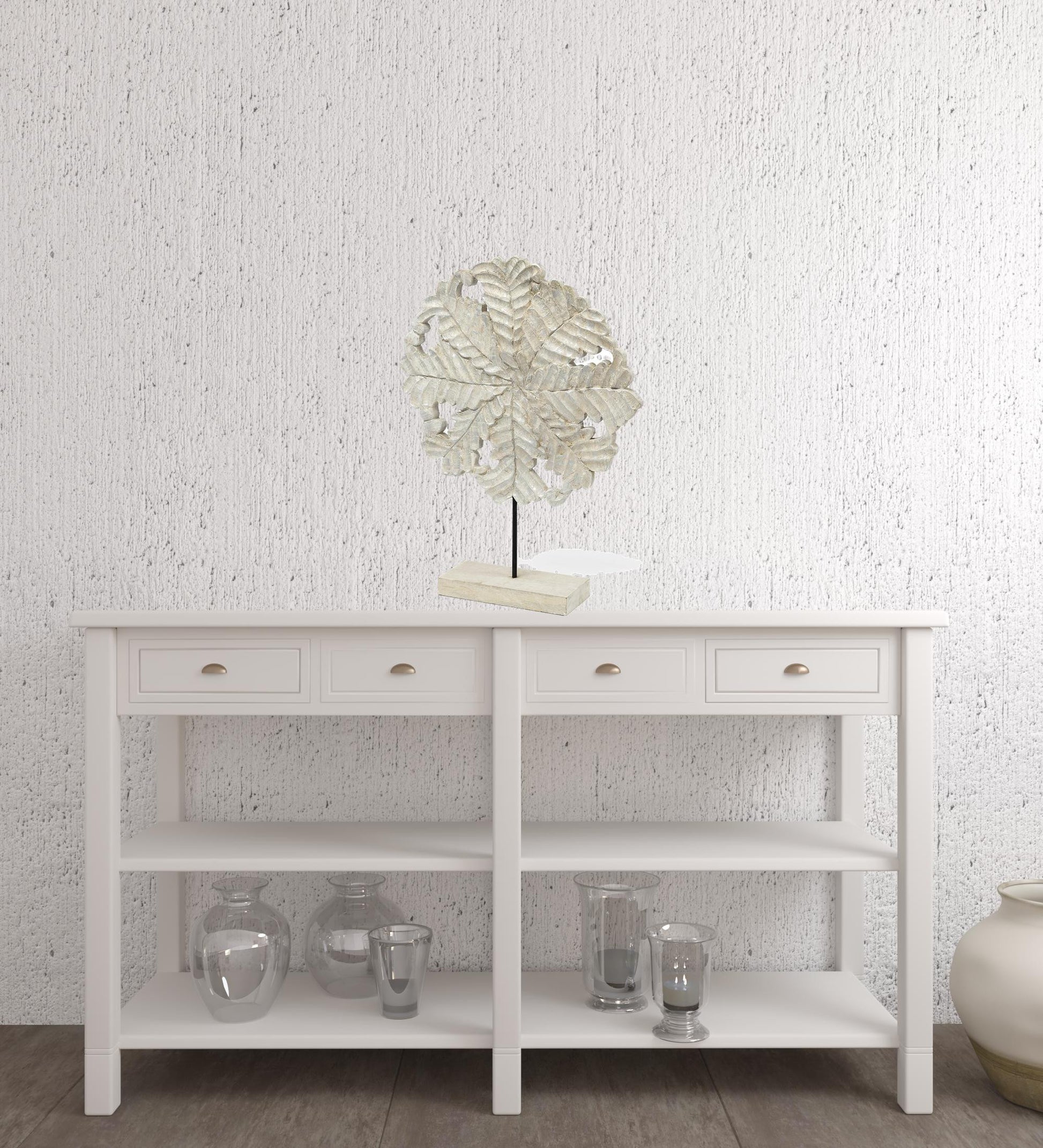 22" White Metal Sculpture-Sculptures-DECOROLALA