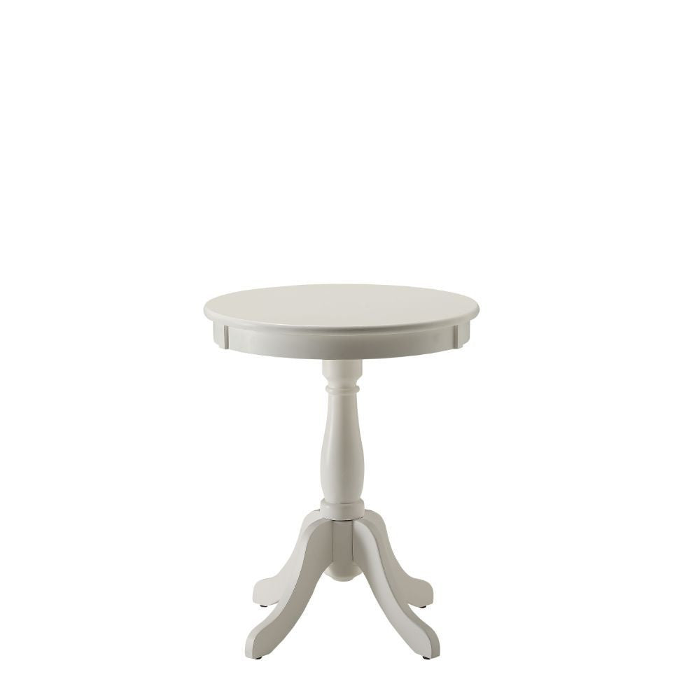 22" White Wood Round Pedestal End Table-End-Side Tables-DECOROLALA