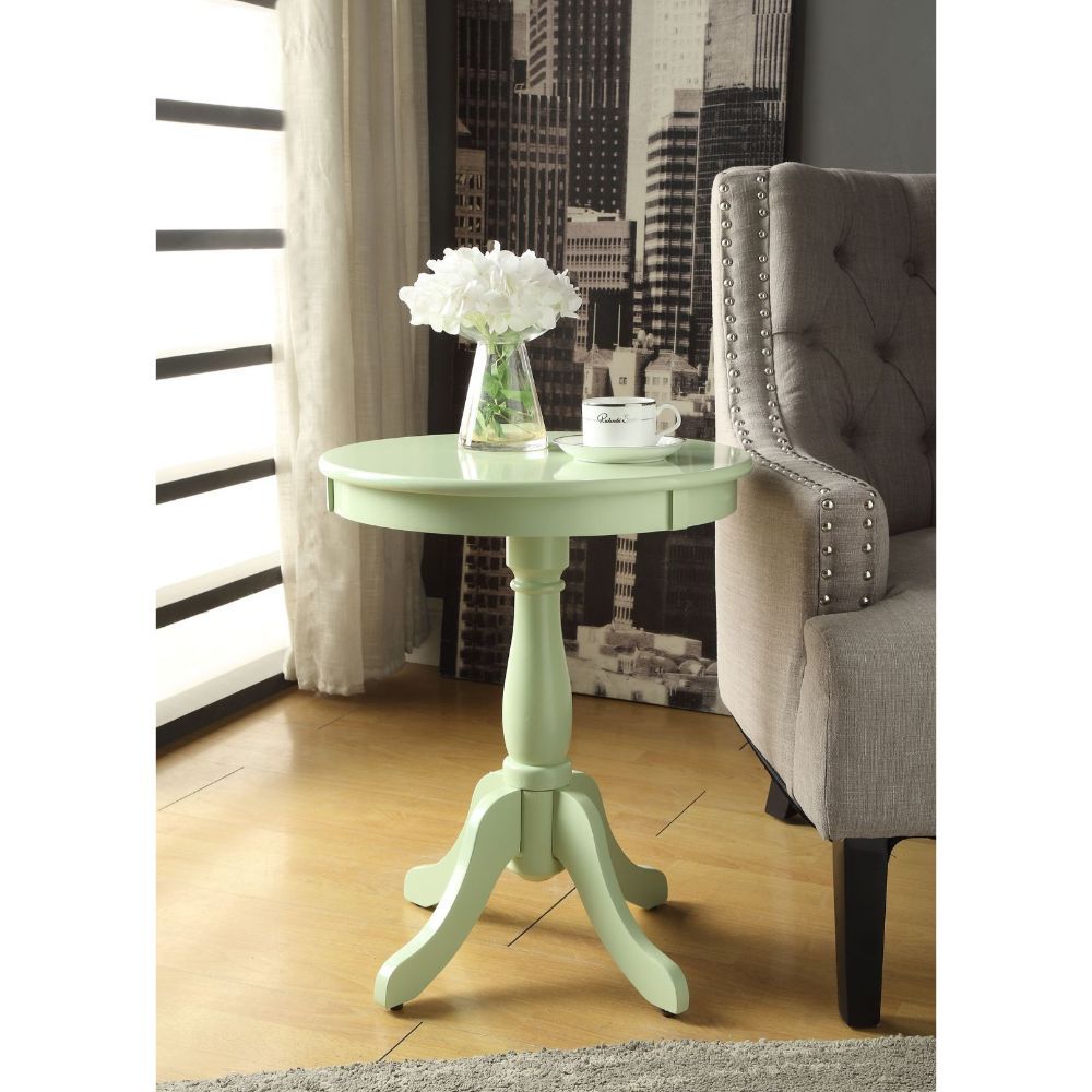 22" White Wood Round Pedestal End Table-End-Side Tables-DECOROLALA