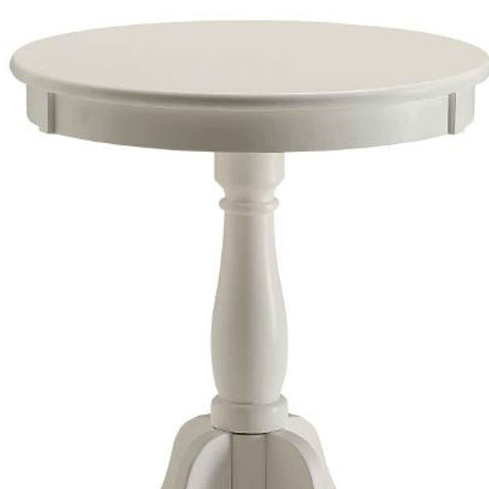 22" White Wood Round Pedestal End Table-End-Side Tables-DECOROLALA