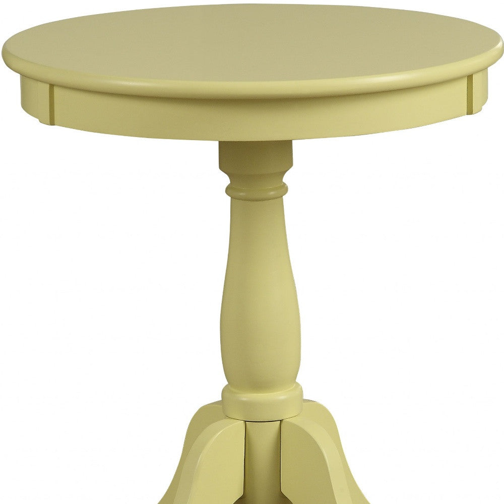 22" White Wood Round Pedestal End Table-End-Side Tables-DECOROLALA