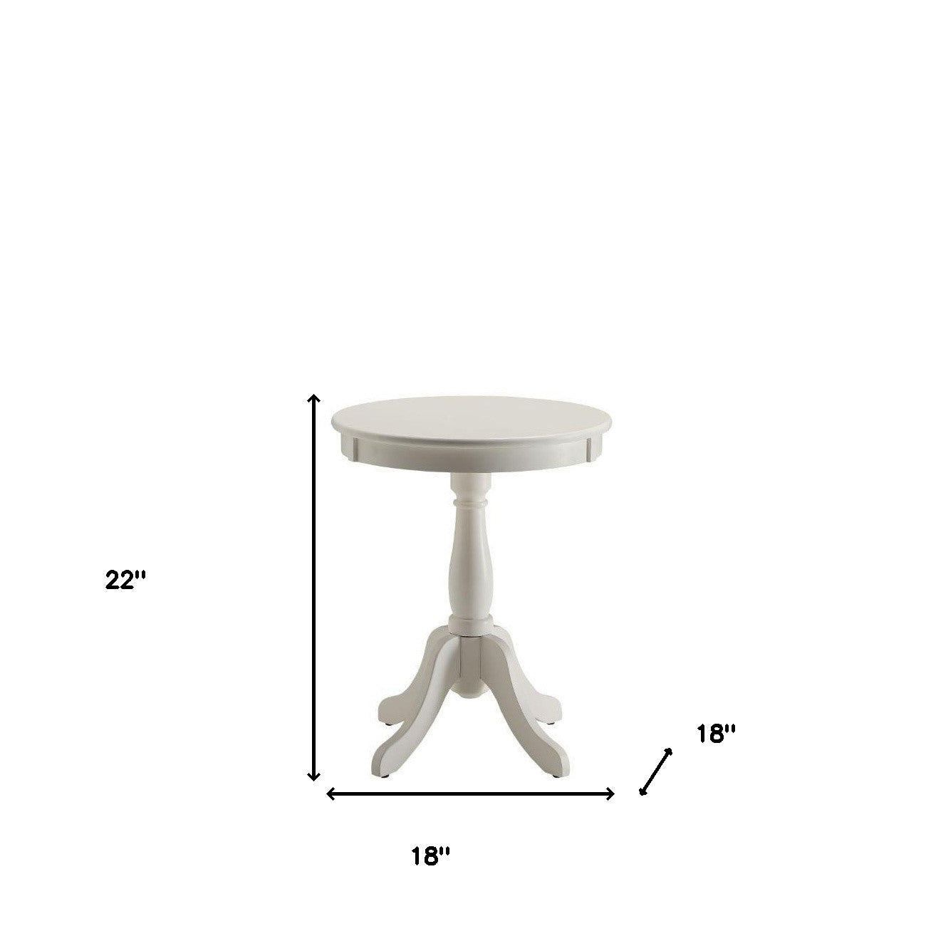22" White Wood Round Pedestal End Table-End-Side Tables-DECOROLALA