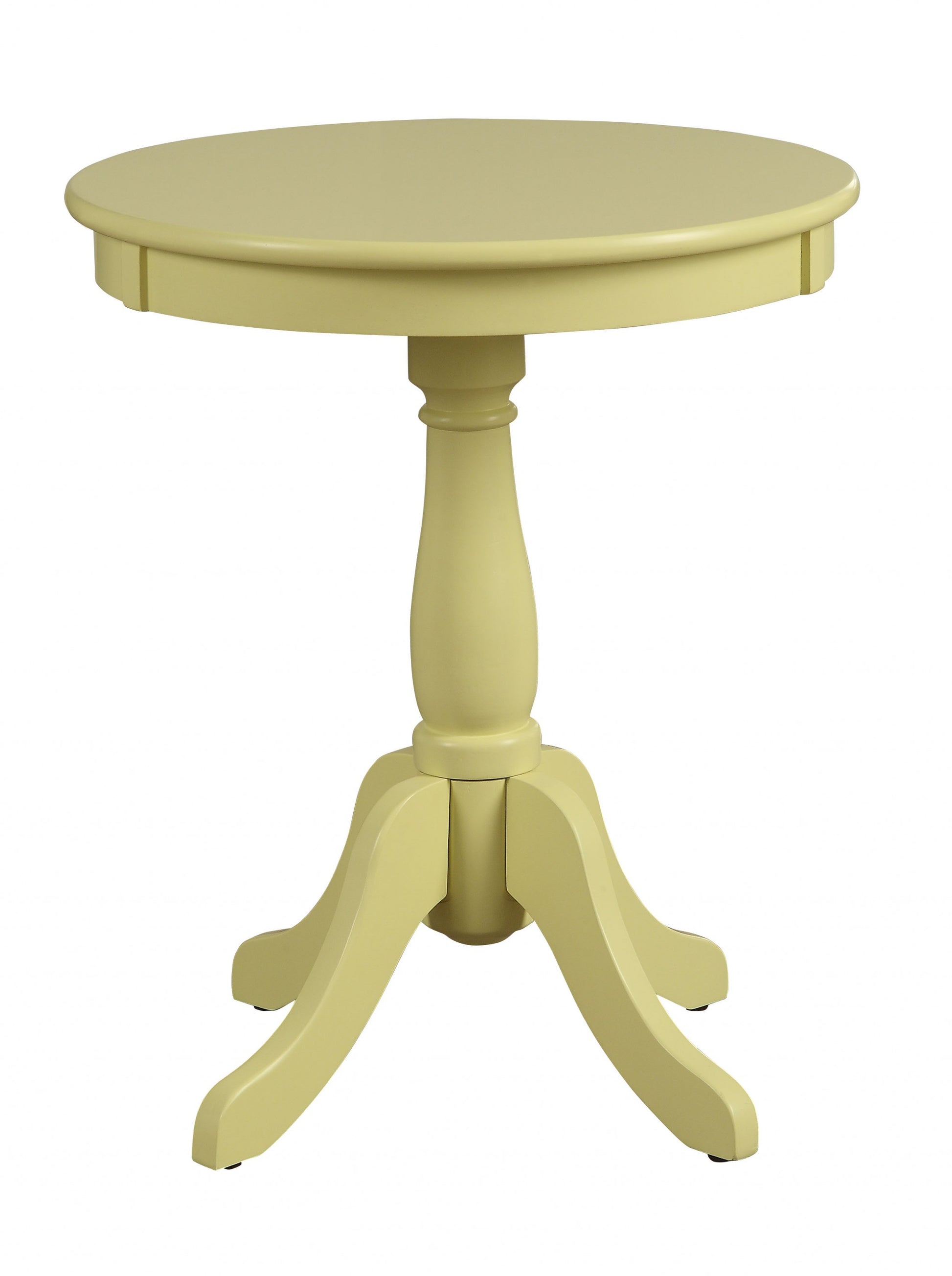 22" White Wood Round Pedestal End Table-End-Side Tables-DECOROLALA