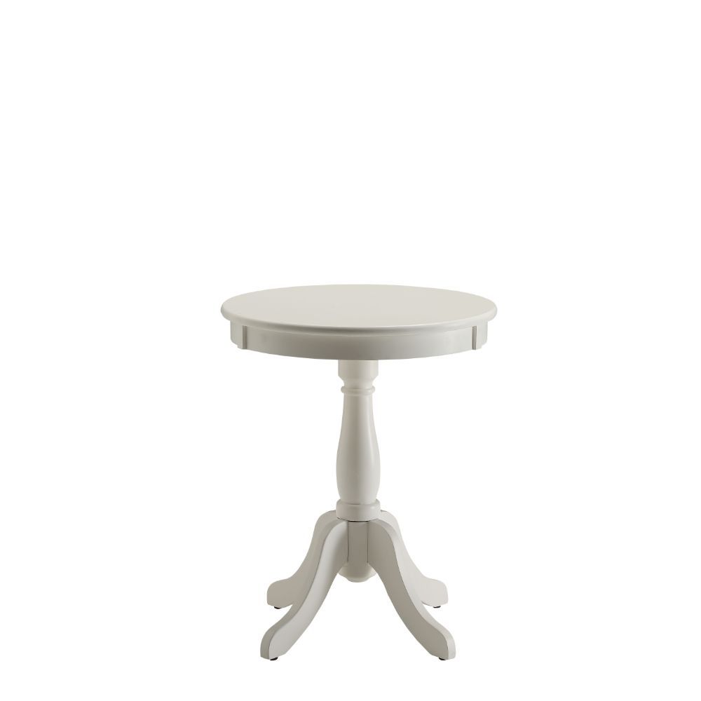 22" White Wood Round Pedestal End Table-End-Side Tables-DECOROLALA