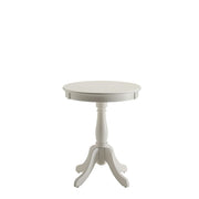 22" White Wood Round Pedestal End Table-End-Side Tables-DECOROLALA