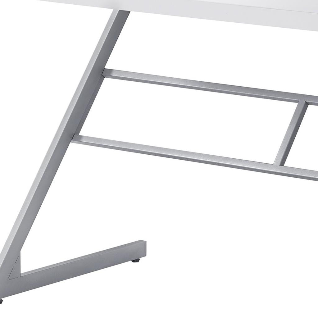 22" White and Silver Computer Desk-Desks-DECOROLALA