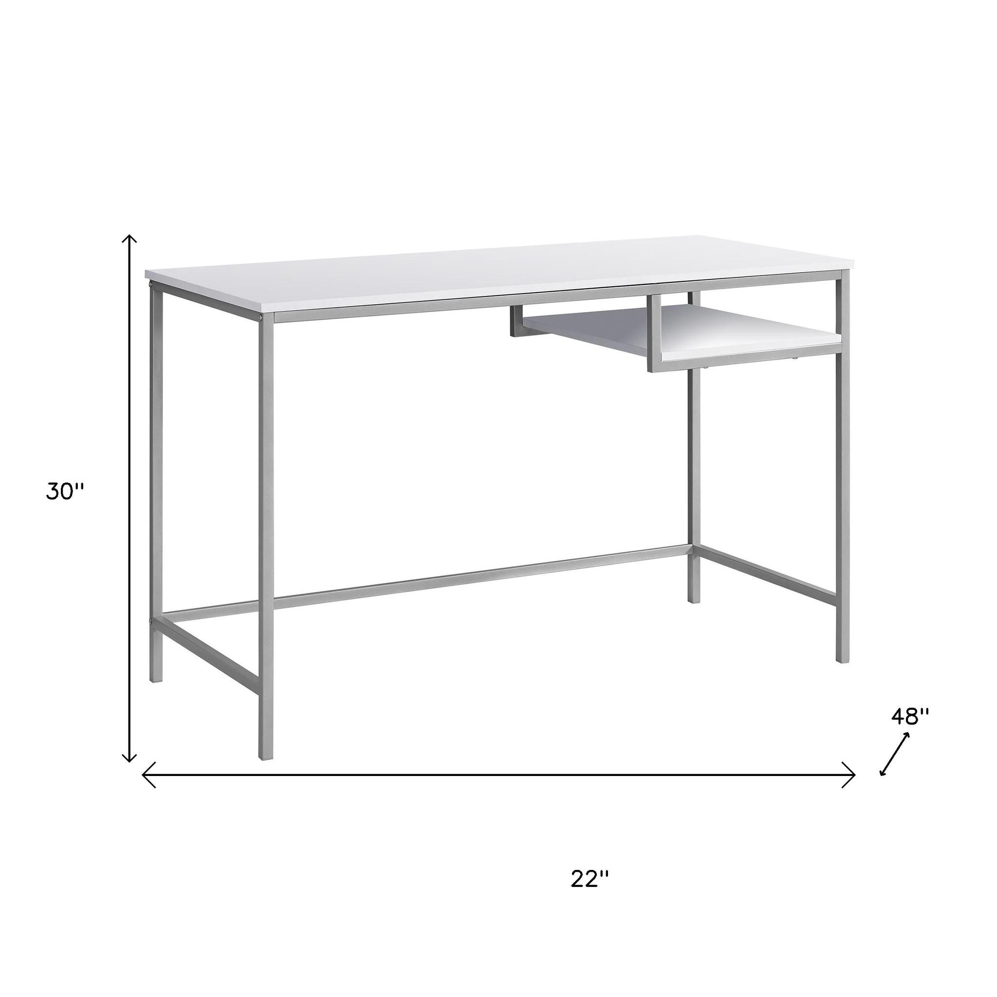 22" White and Silver Computer Desk-Desks-DECOROLALA