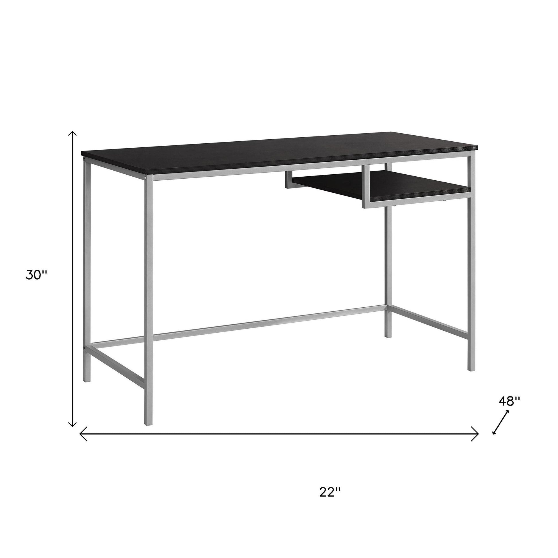 22" White and Silver Computer Desk-Desks-DECOROLALA