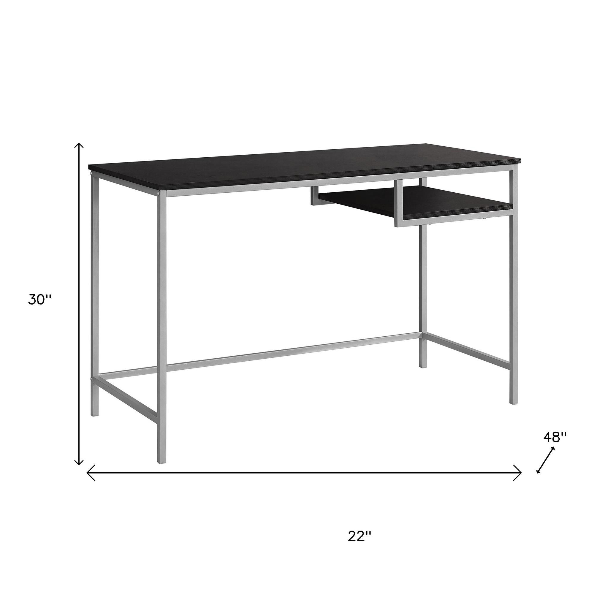 22" White and Silver Computer Desk-Desks-DECOROLALA