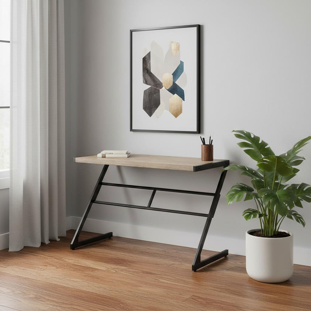 22" White and Silver Computer Desk-Desks-DECOROLALA