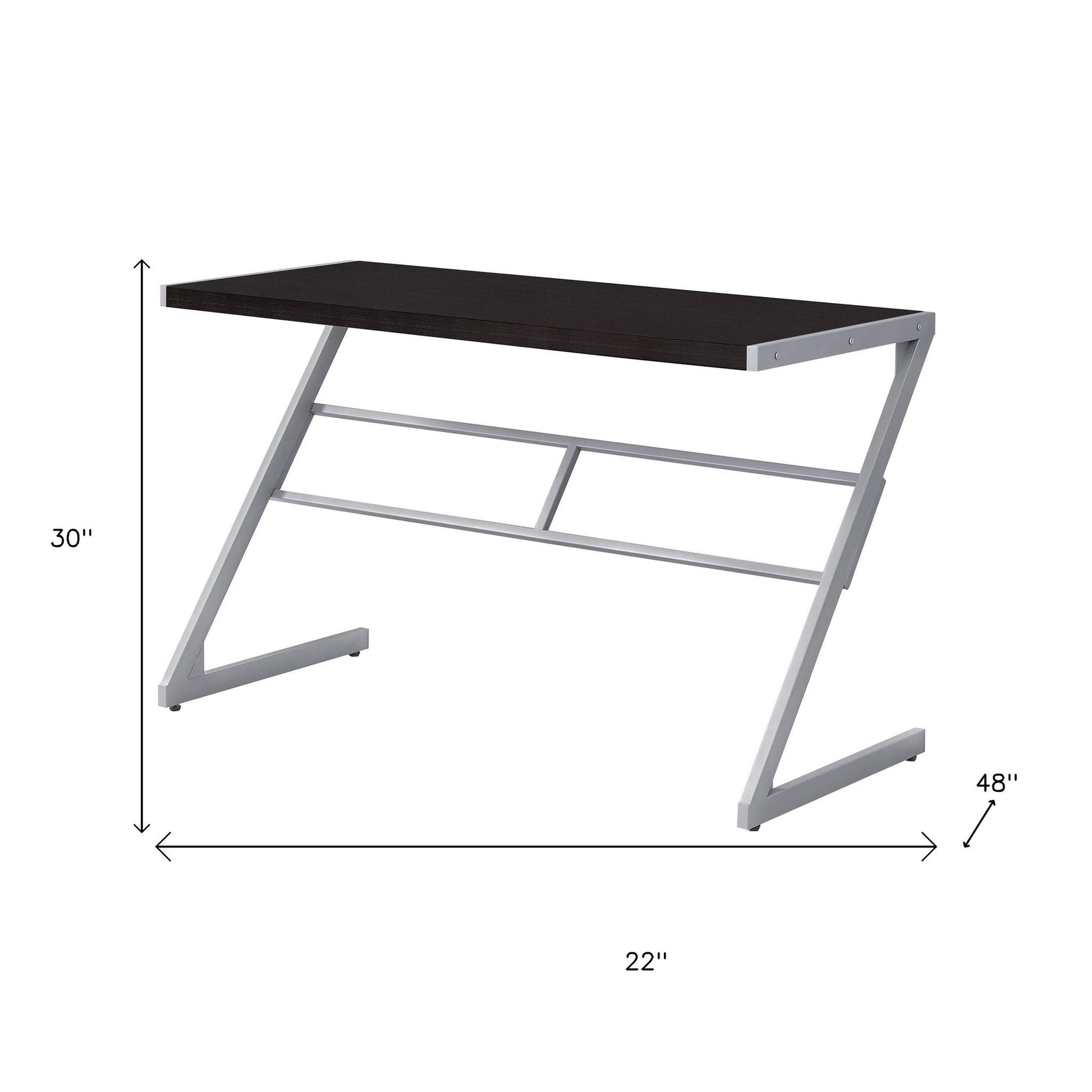 22" White and Silver Computer Desk-Desks-DECOROLALA