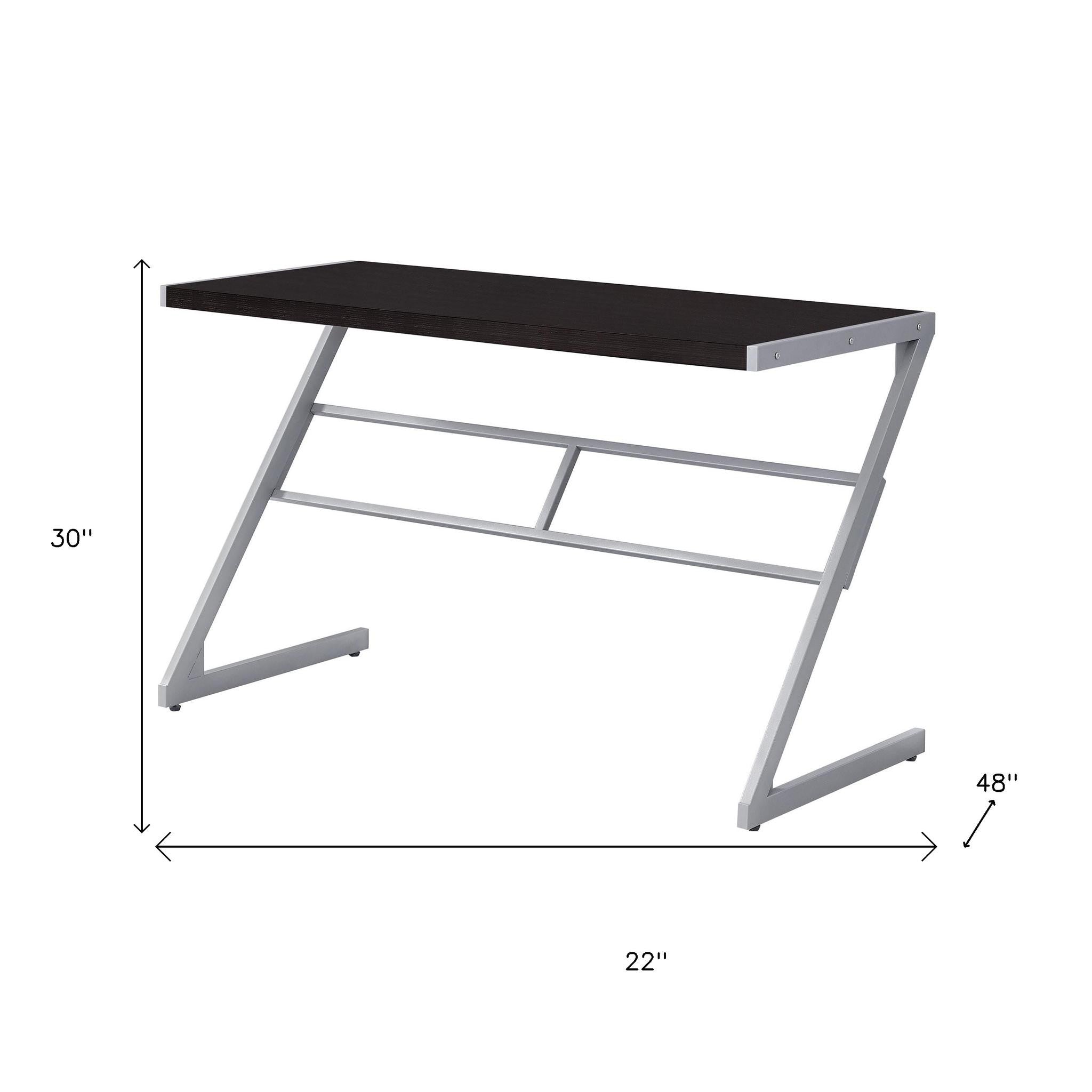 22" White and Silver Computer Desk-Desks-DECOROLALA