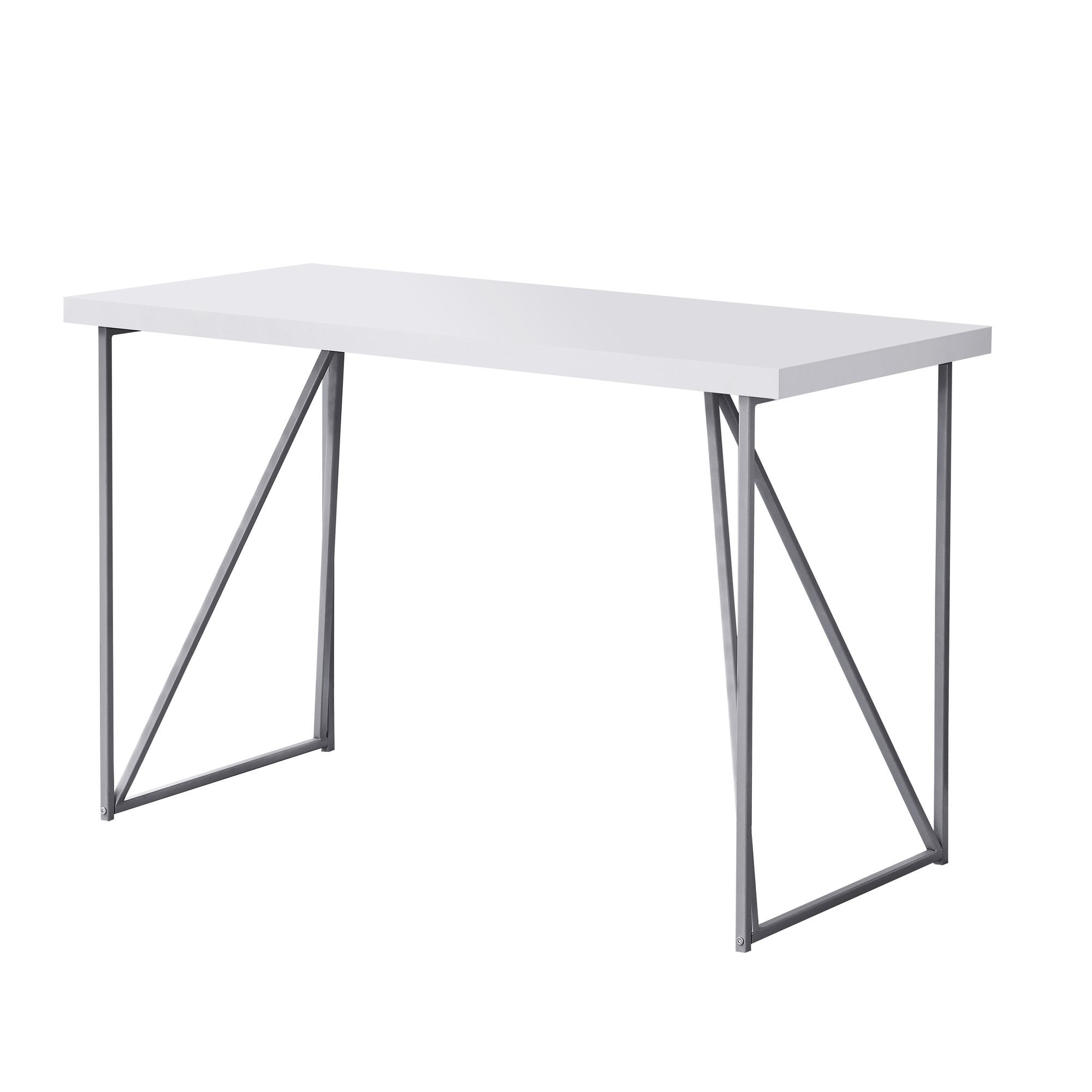 22" White and Silver Computer Desk-Desks-DECOROLALA