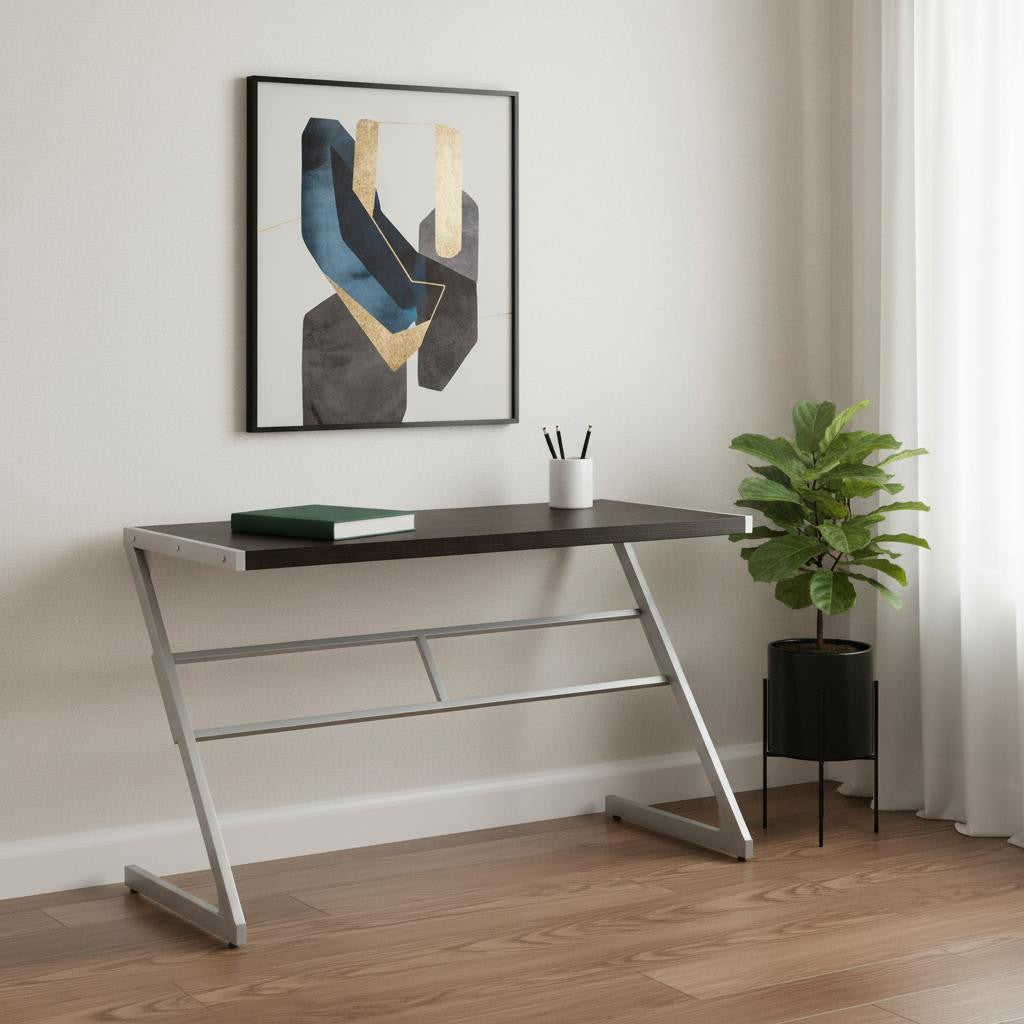 22" White and Silver Computer Desk-Desks-DECOROLALA