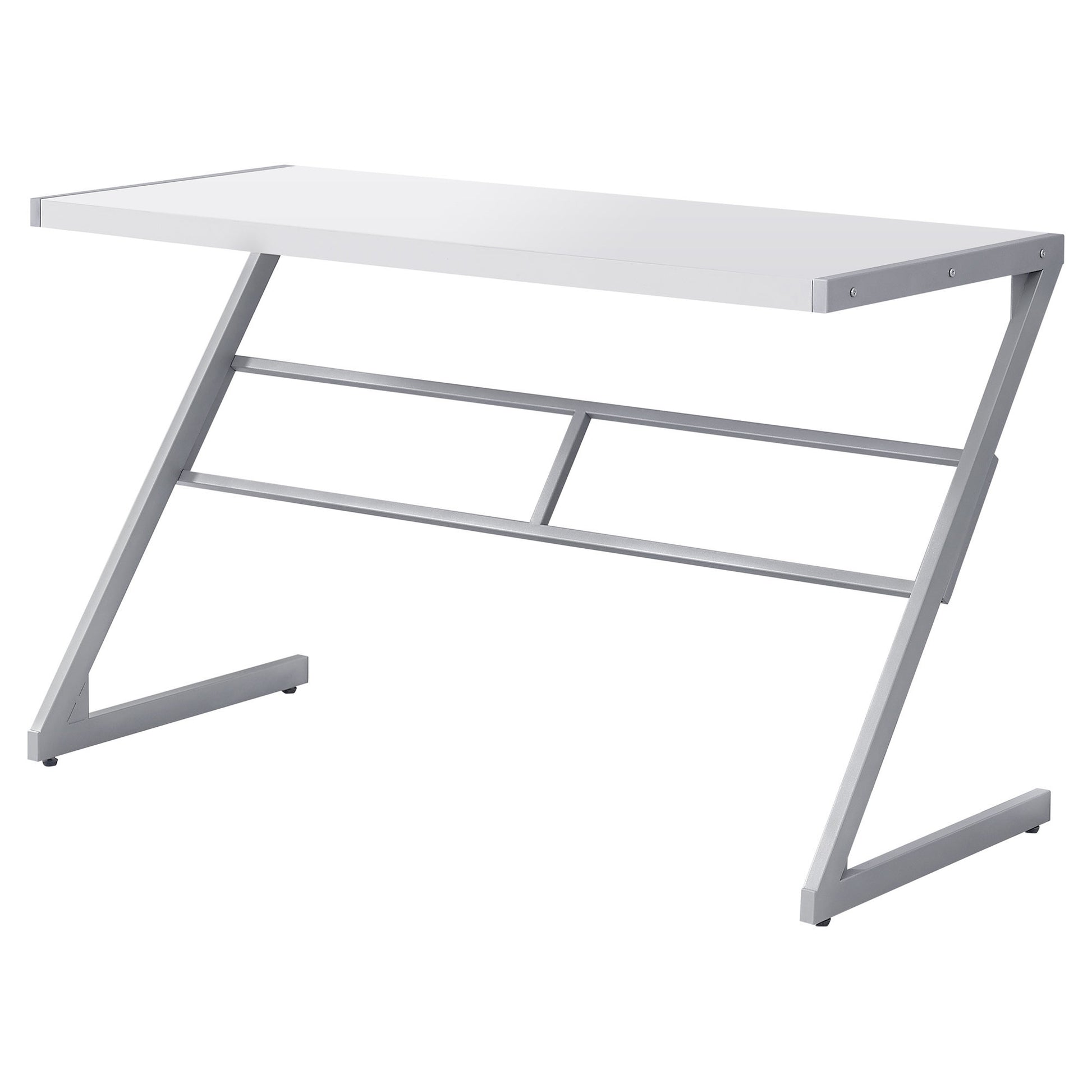 22" White and Silver Computer Desk-Desks-DECOROLALA