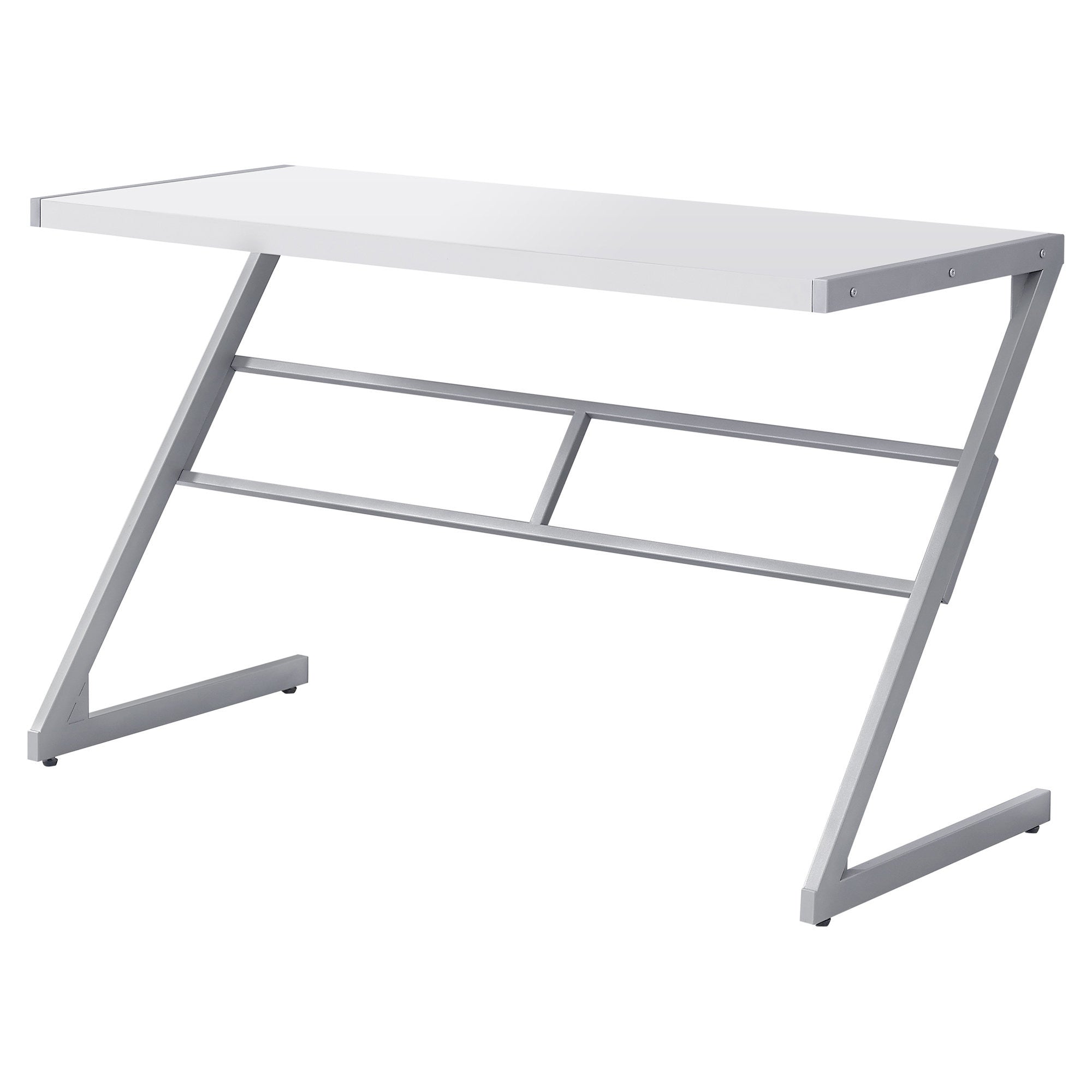 22" White and Silver Computer Desk-Desks-DECOROLALA