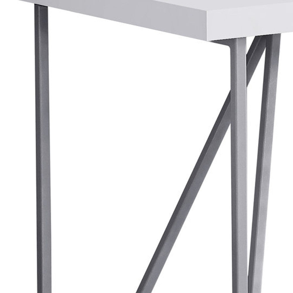 22" White and Silver Computer Desk-Desks-DECOROLALA