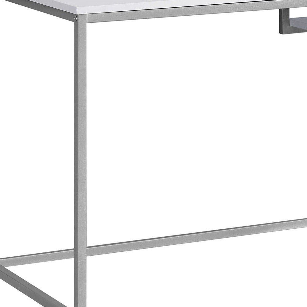 22" White and Silver Computer Desk-Desks-DECOROLALA