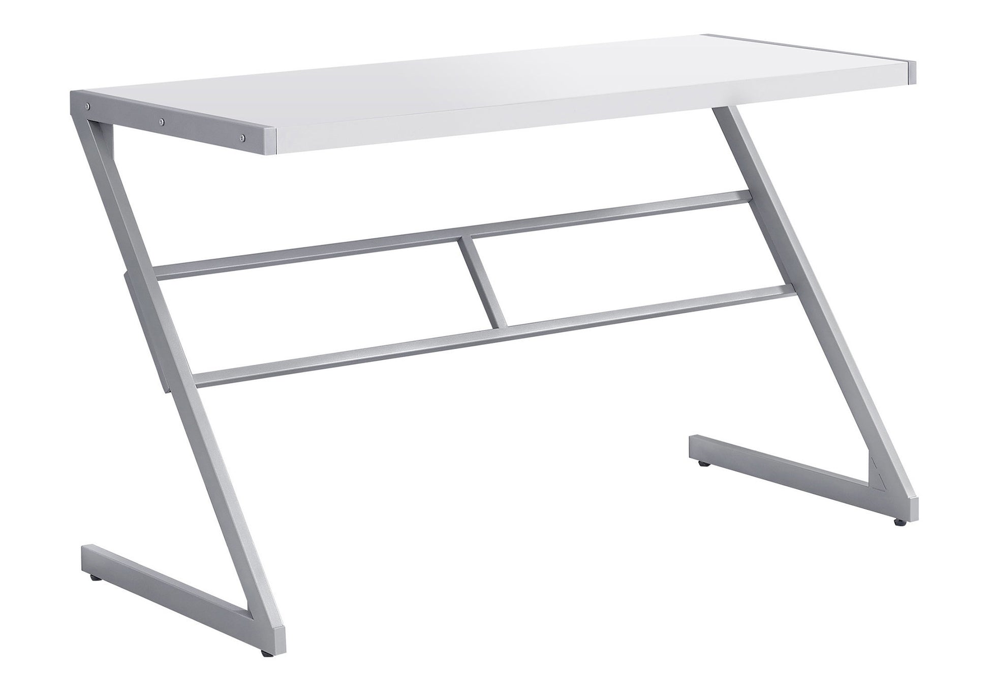 22" White and Silver Computer Desk-Desks-DECOROLALA