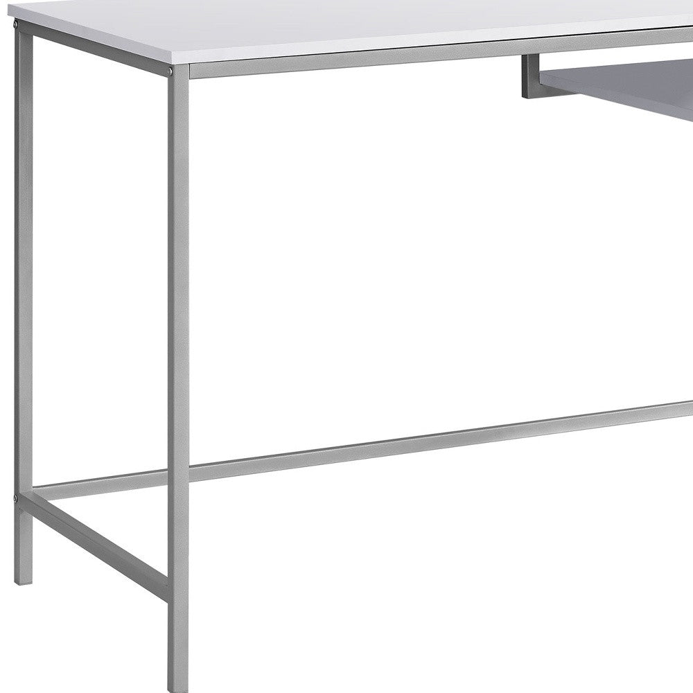 22" White and Silver Computer Desk-Desks-DECOROLALA