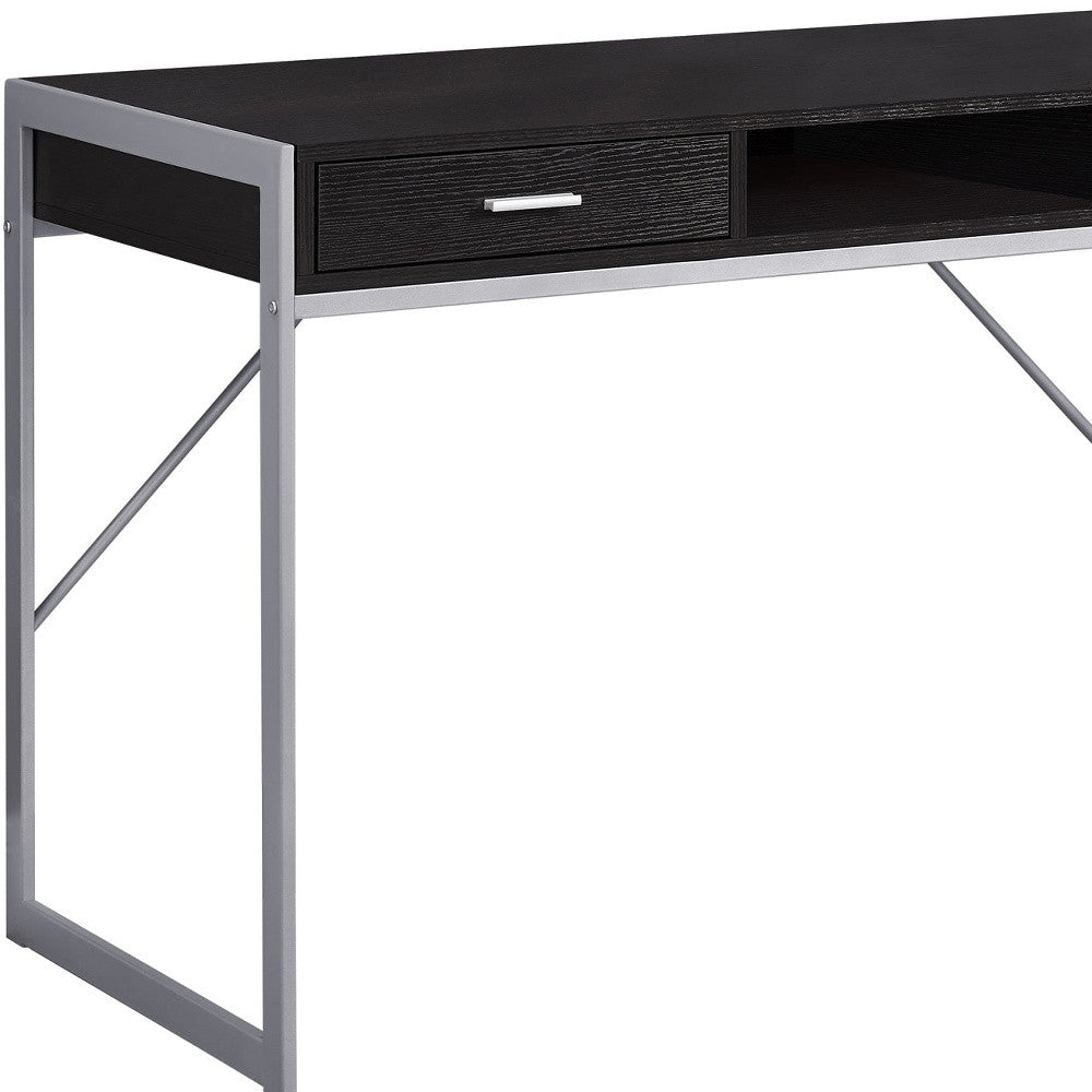 22" White and Silver Computer Desk With Two Drawers-Desks-DECOROLALA