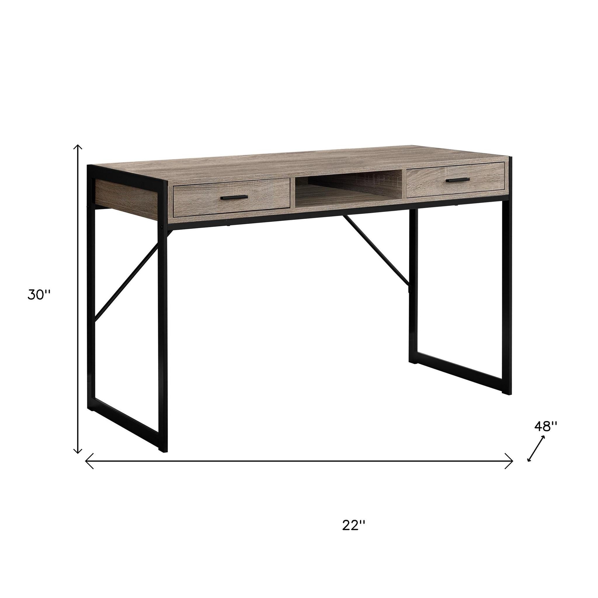 22" White and Silver Computer Desk With Two Drawers-Desks-DECOROLALA