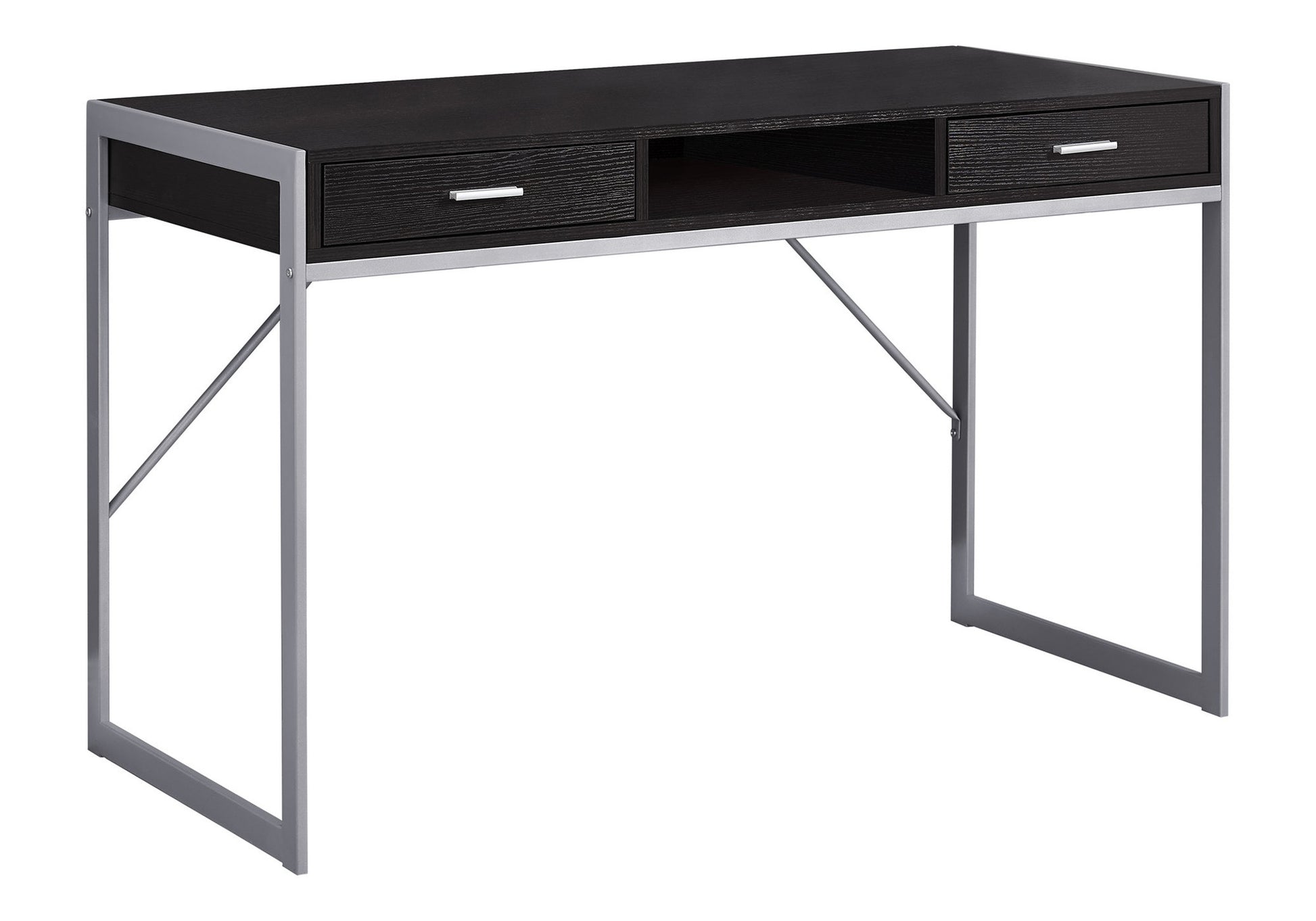 22" White and Silver Computer Desk With Two Drawers-Desks-DECOROLALA