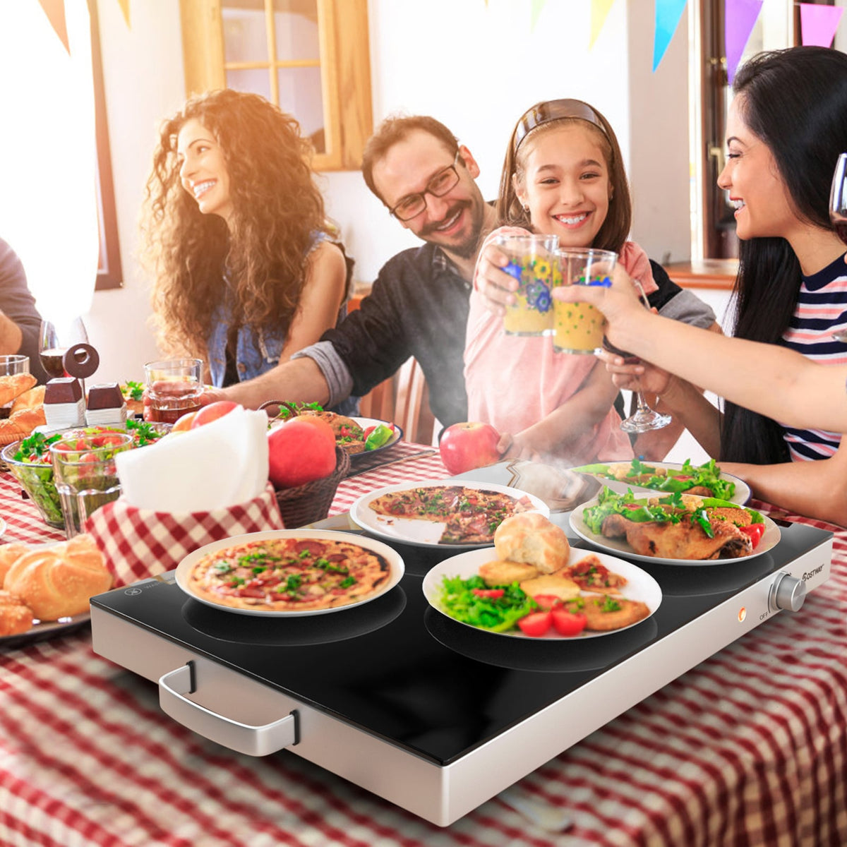 22 x 14 Inch Electric Warming Tray Hot Plate Dish Warmer with Adjustable Temperature-Food Warmers & Burners-DECOROLALA