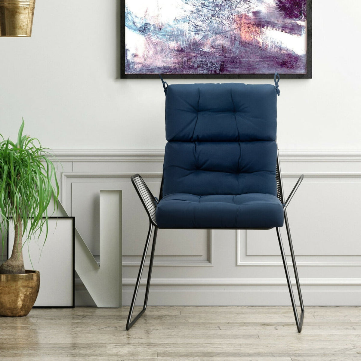 22 x 44 Inch Tufted Outdoor Patio Chair Seating Pad-Blue-Outdoor Furniture Accessories-DECOROLALA