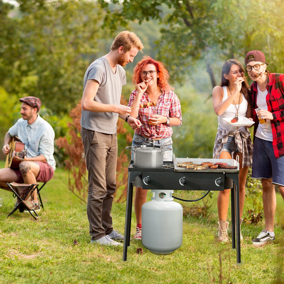 225000 BTU Portable Propane 3 Burner Gas Cooker-Outdoor Grills-DECOROLALA