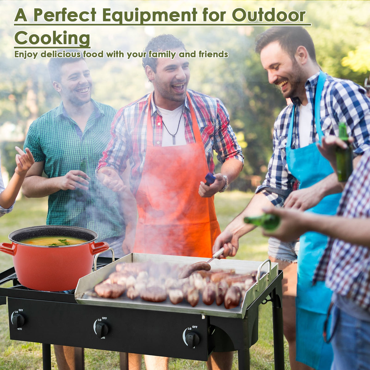 225000 BTU Portable Propane 3 Burner Gas Cooker-Outdoor Grills-DECOROLALA