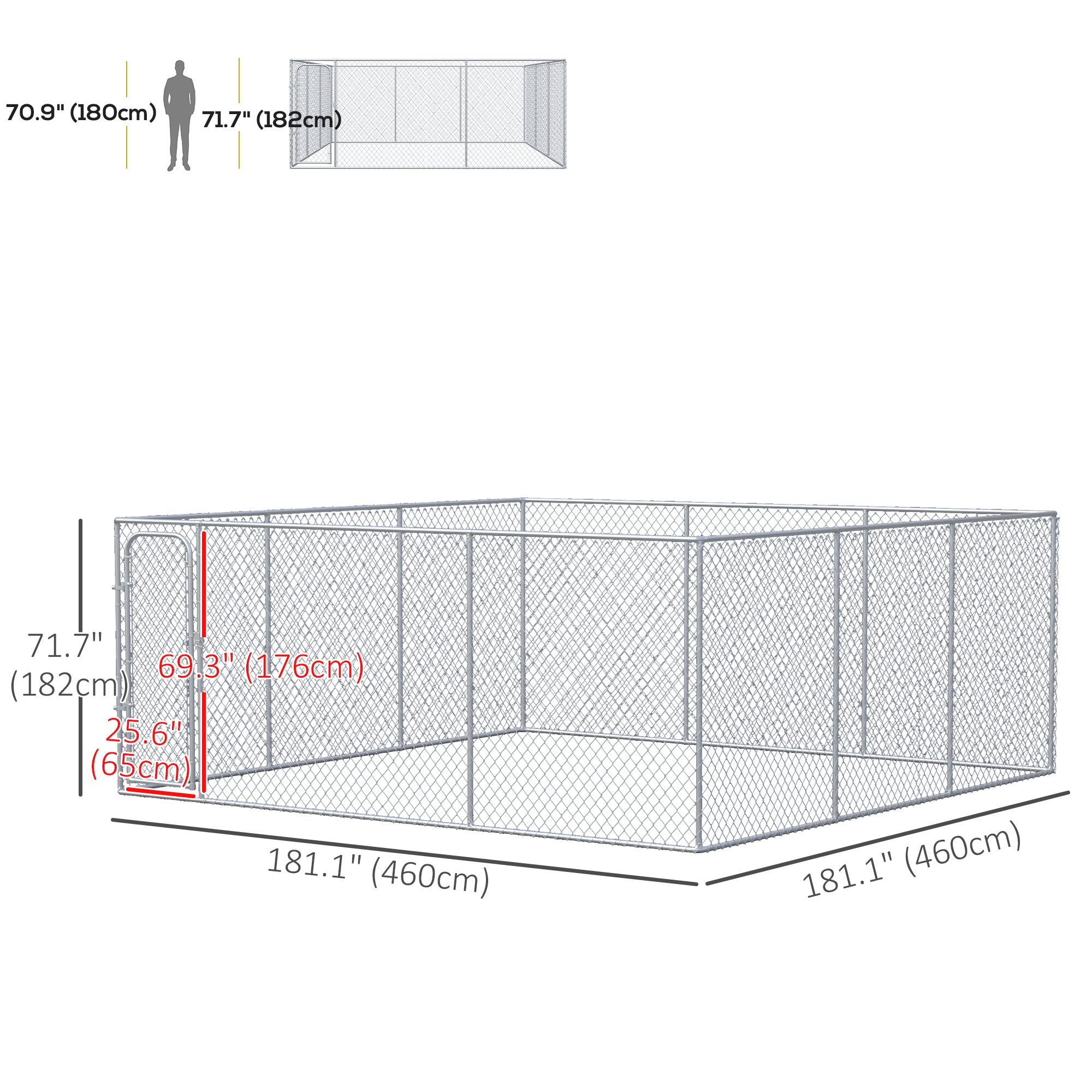 227.7 Sq. Ft. Dog Playpen Outdoor with Galvanized Steel Frame, for Small and Medium Dogs, 15.1' x 15.1' x 6'-Dogs-DECOROLALA