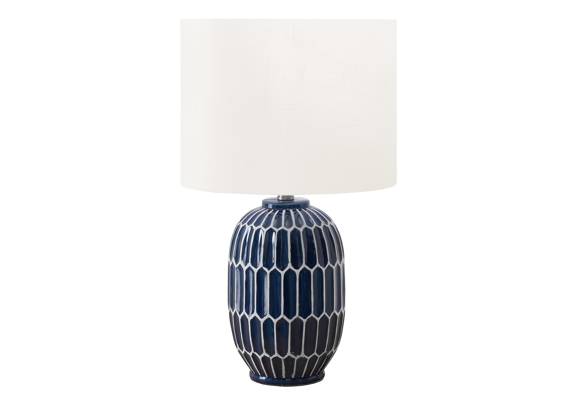 22"H Blue Ceramic Table Lamp with Ivory Shade-Lighting-DECOROLALA