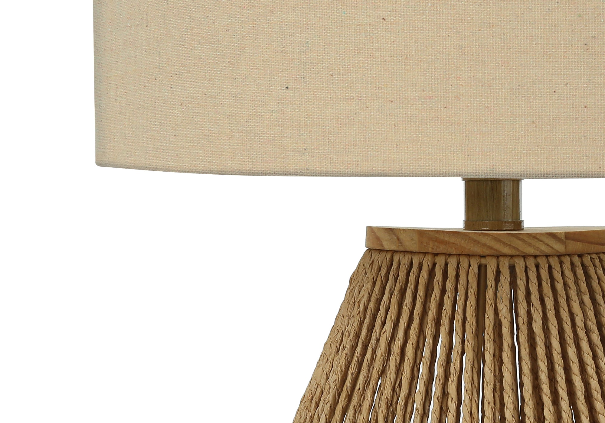 22"H Boho Table Lamp Brown Rope Beige Shade-Lighting-DECOROLALA