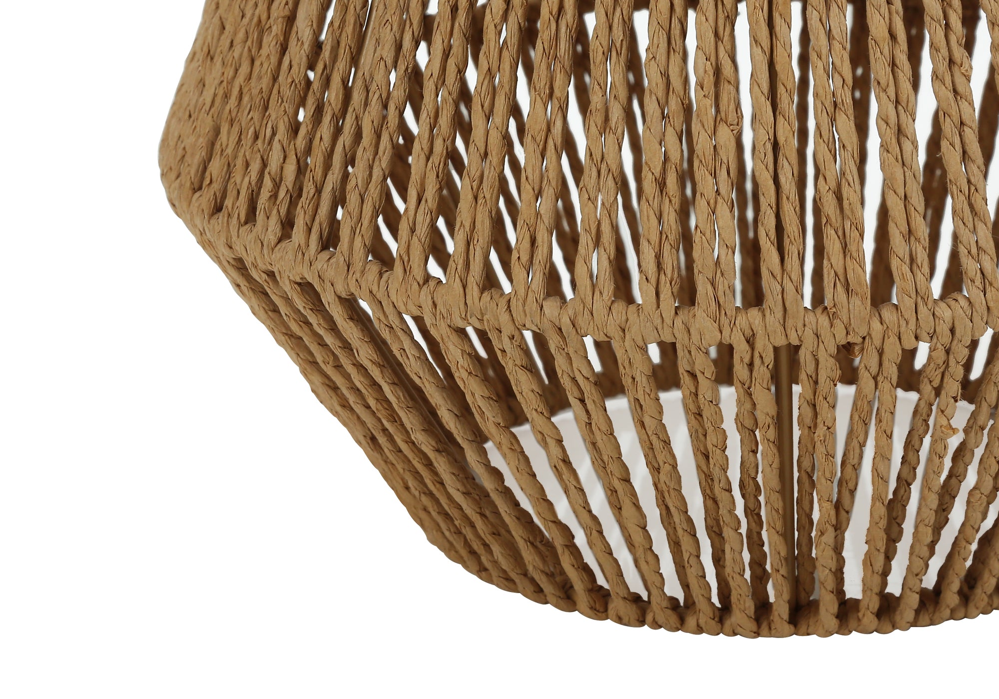 22"H Boho Table Lamp Brown Rope Beige Shade-Lighting-DECOROLALA