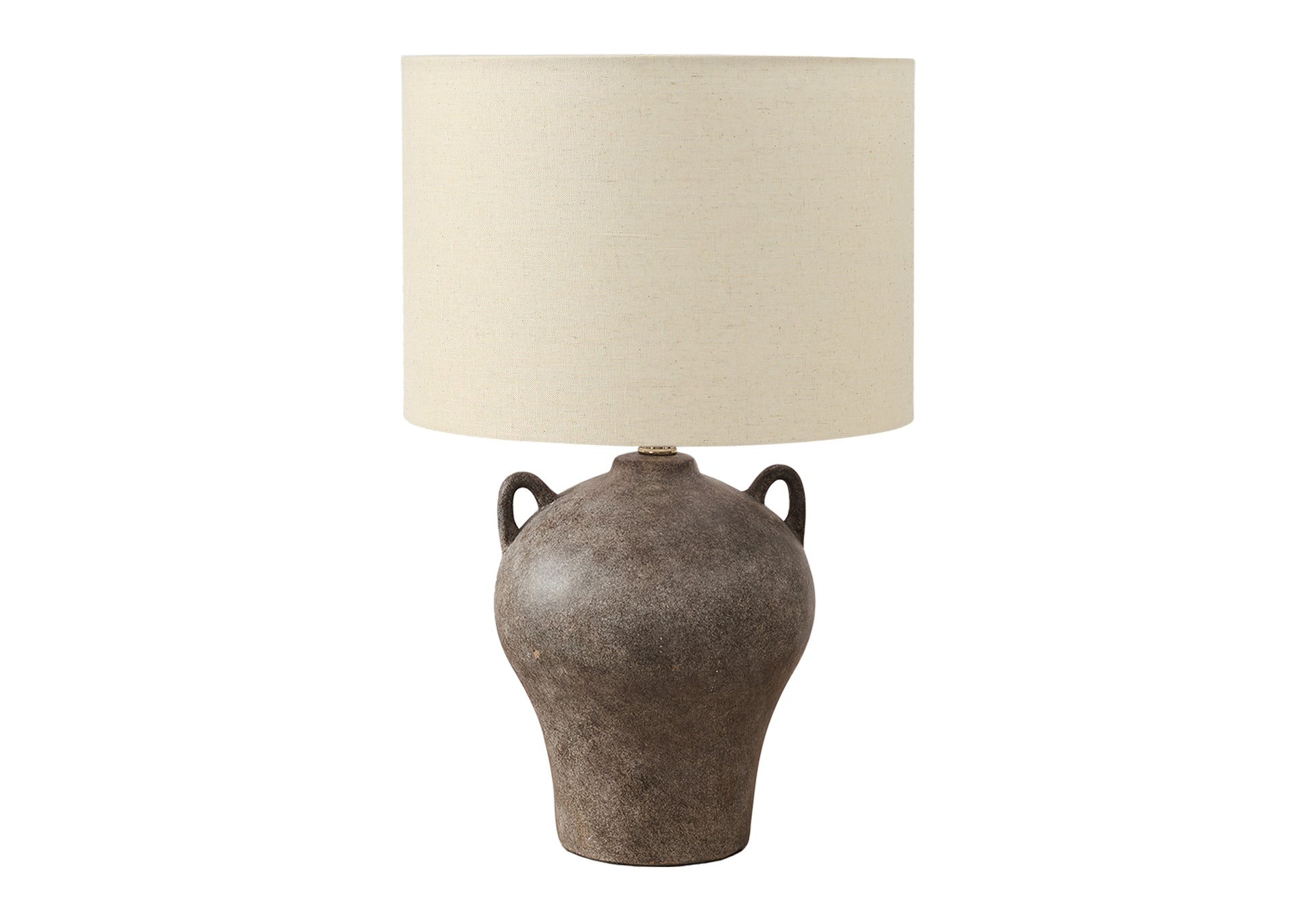 22"H Brown Ceramic Table Lamp with Beige Shade-Lighting-DECOROLALA