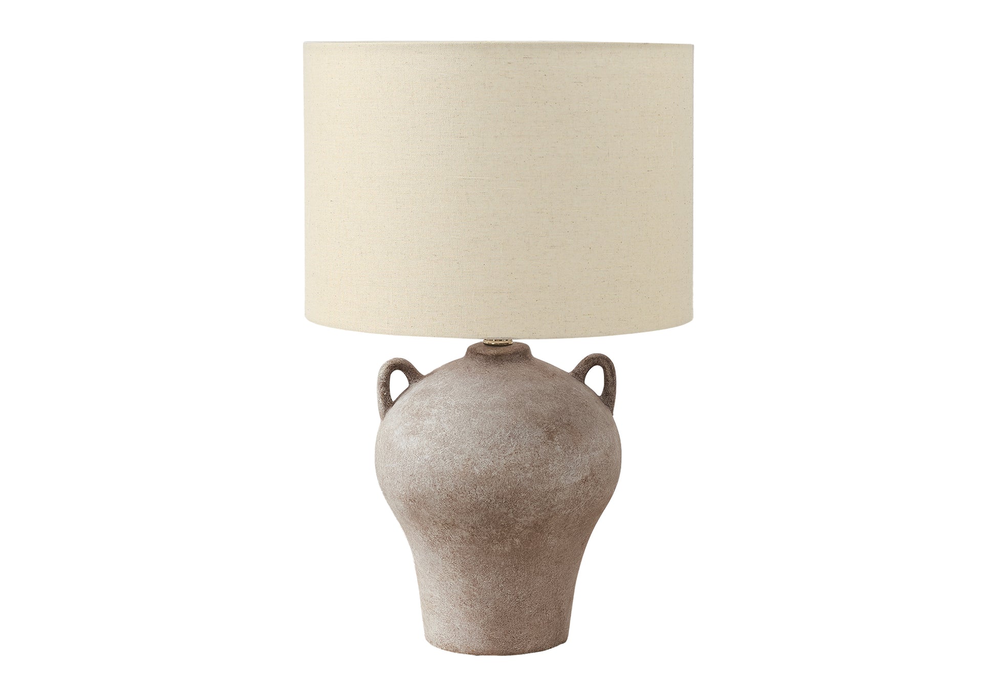 22"H Brown Ceramic Table Lamp with Beige Shade-Lighting-DECOROLALA