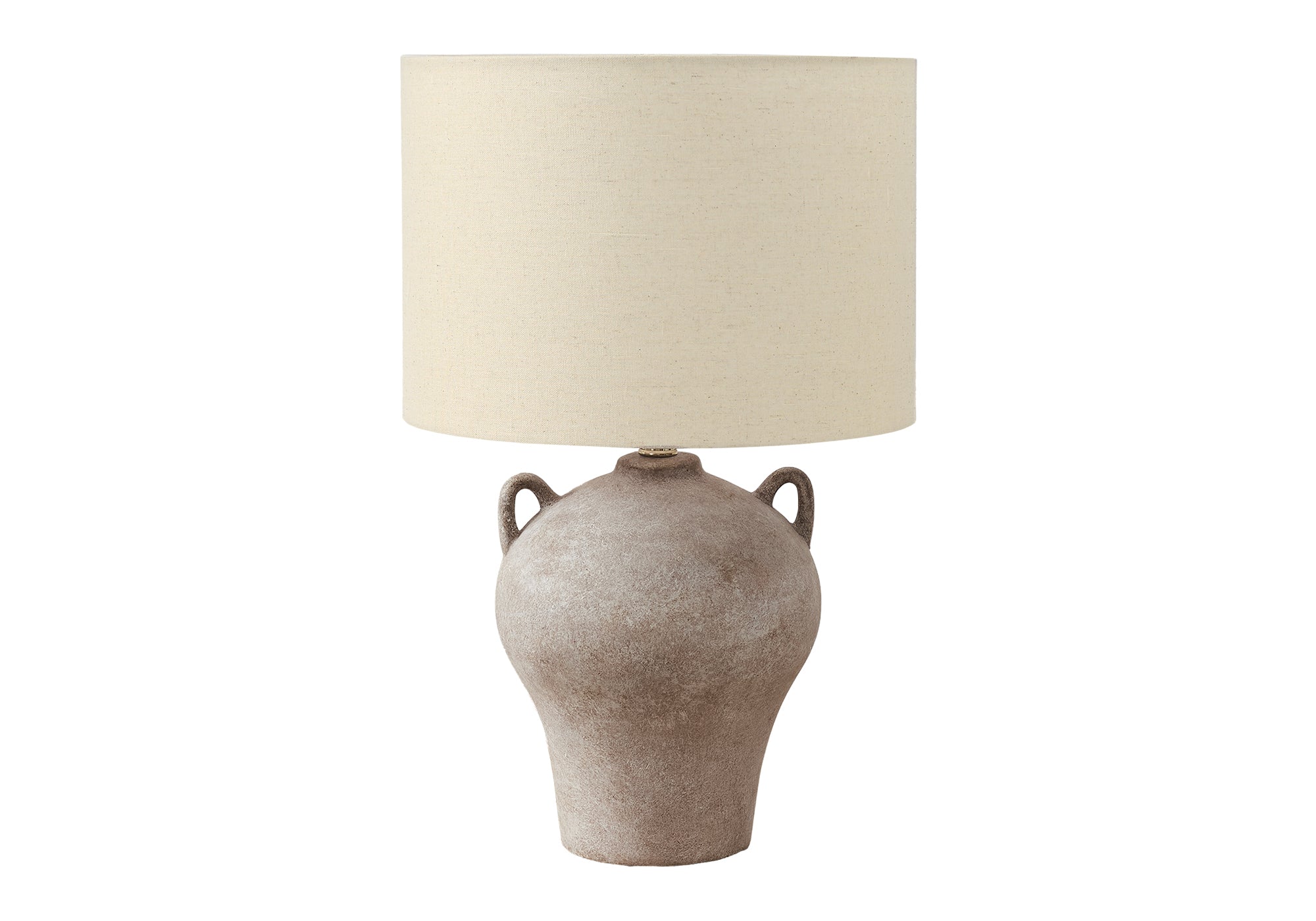22"H Brown Ceramic Table Lamp with Beige Shade-Lighting-DECOROLALA