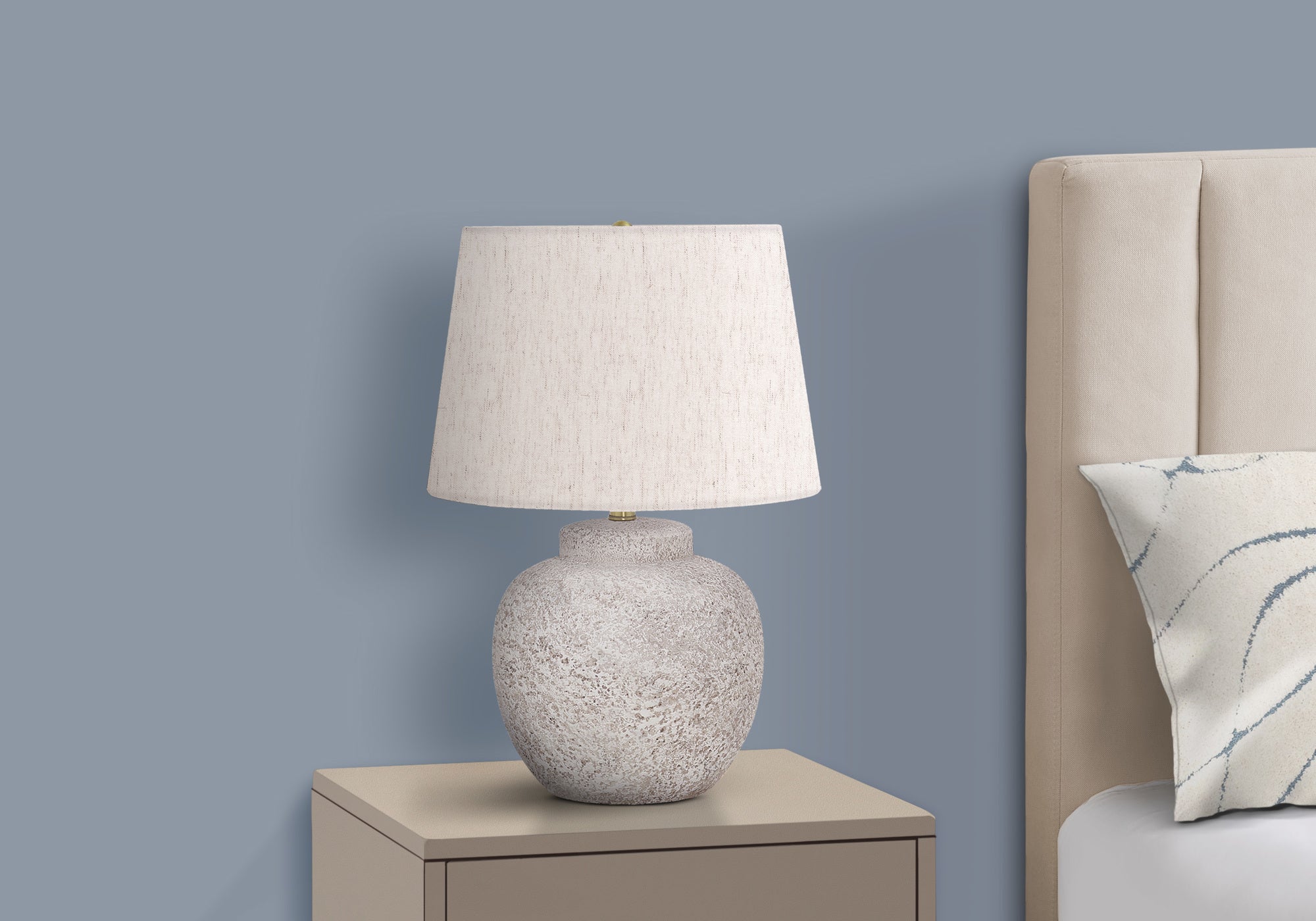 22"H Table Lamp with Cream Concrete Base and Ivory Shade-Lighting-DECOROLALA