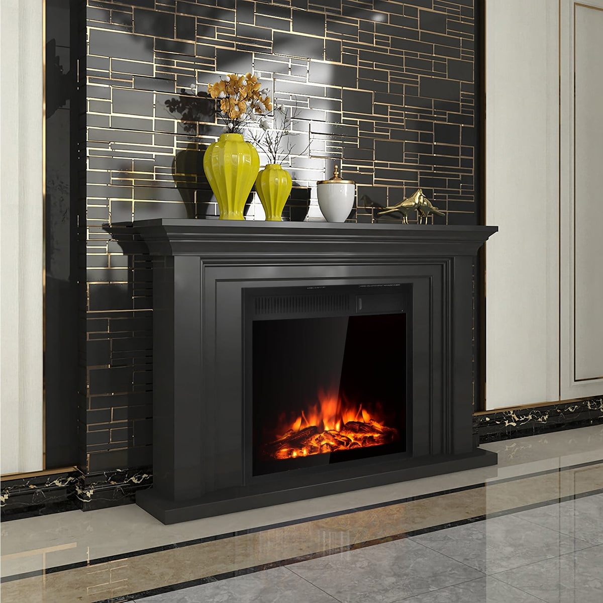 22.5 Inch Electric Fireplace Insert Freestanding and Recessed Heater-Fireplaces-DECOROLALA
