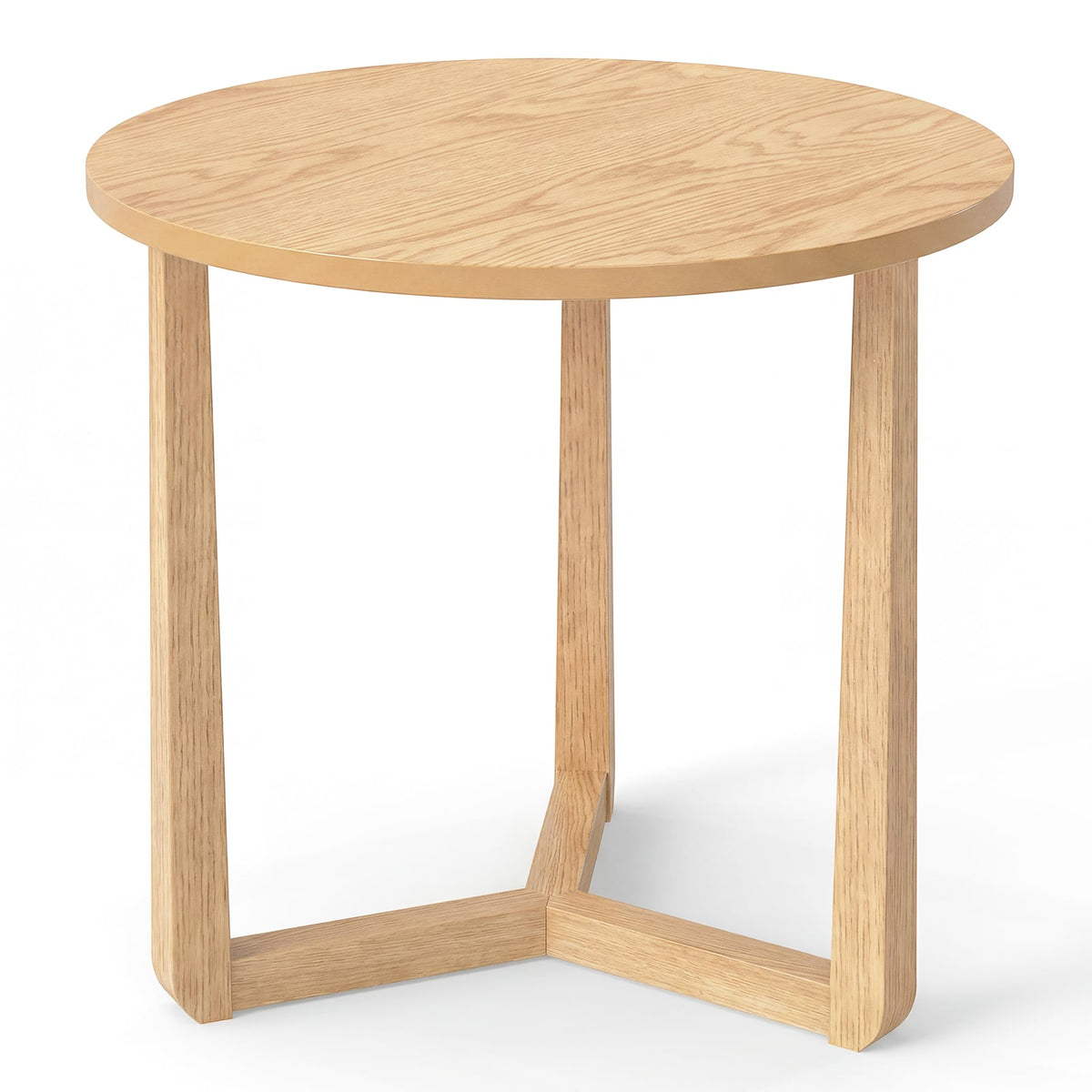 22.5 inch Round Side Table Farmhouse End Table with Sturdy Rubber Wood Legs and Triangular Structure-Natural-End & Side Tables-DECOROLALA