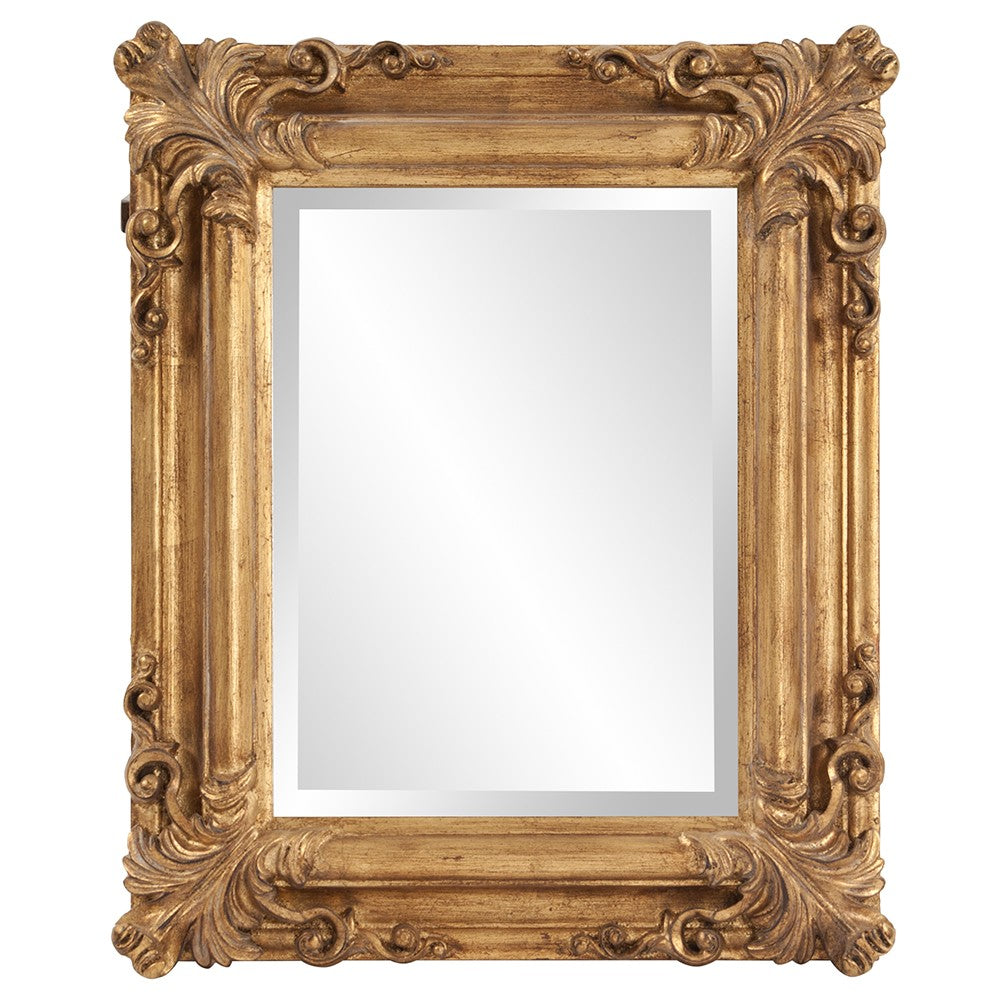 23" Antiqued Gold Ornate Scroll Framed Accent Mirror-Mirrors-DECOROLALA