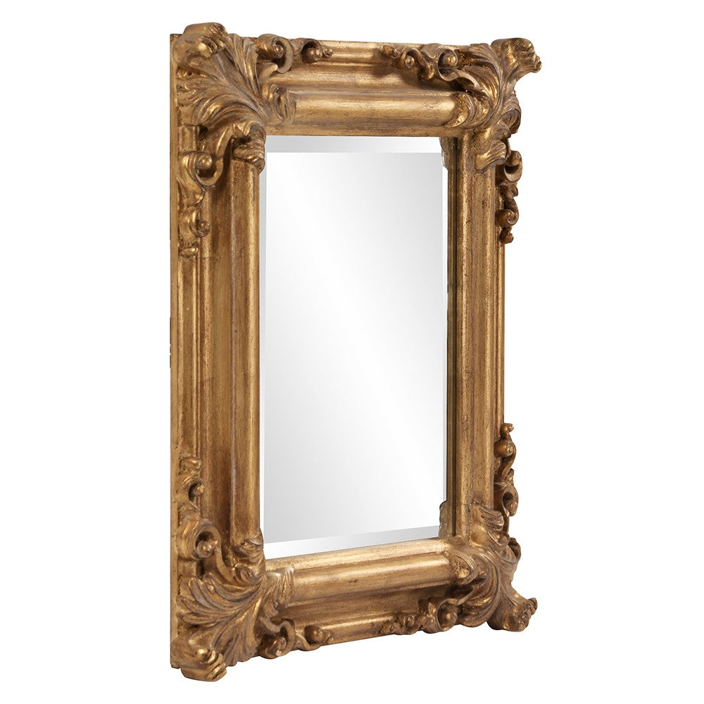 23" Antiqued Gold Ornate Scroll Framed Accent Mirror-Mirrors-DECOROLALA