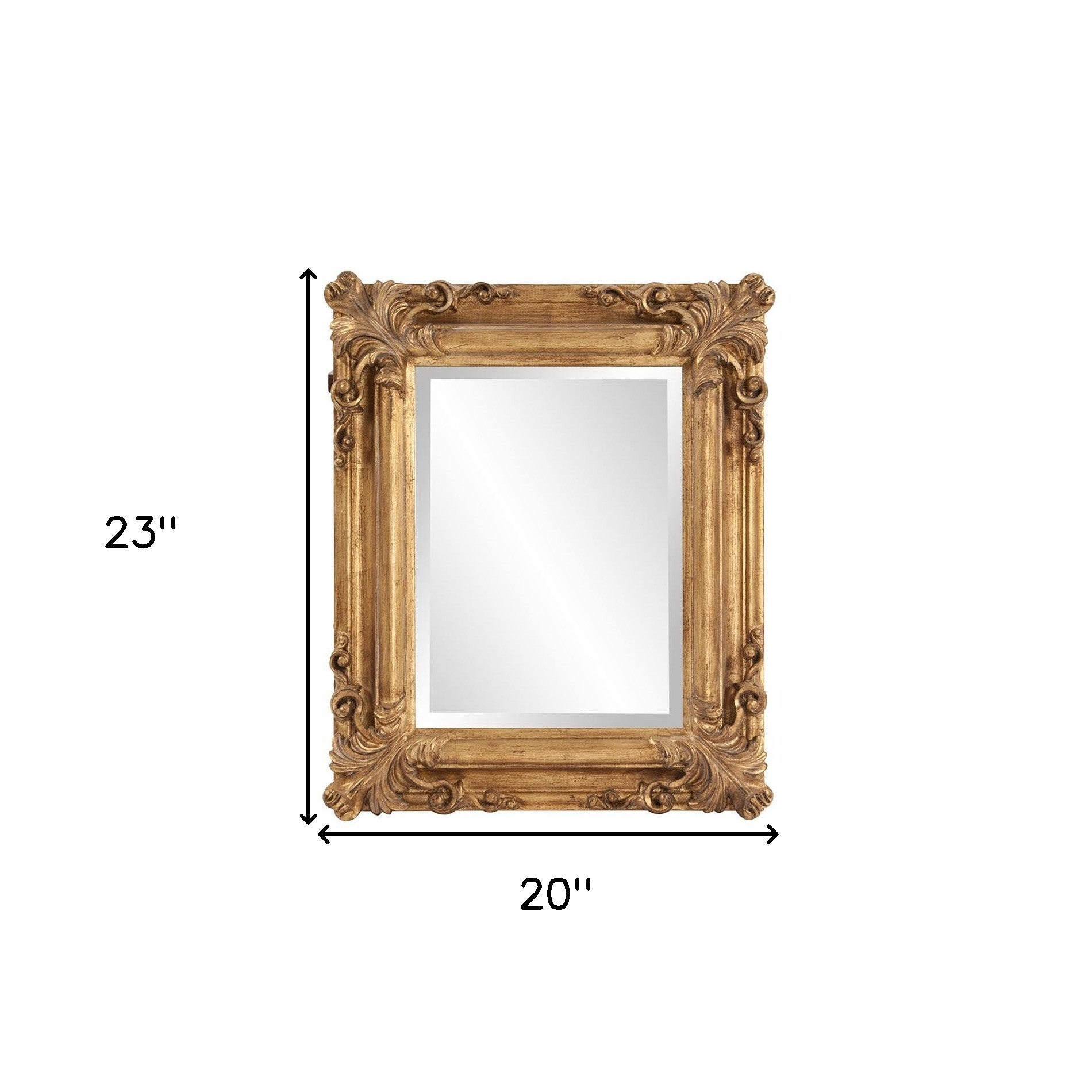 23" Antiqued Gold Ornate Scroll Framed Accent Mirror-Mirrors-DECOROLALA