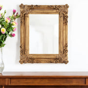 23" Antiqued Gold Ornate Scroll Framed Accent Mirror-Mirrors-DECOROLALA