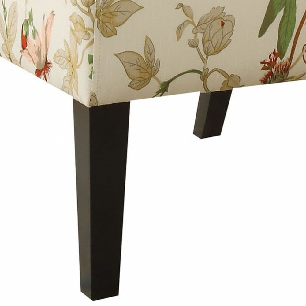 23" Beige and Brown Fabric Floral Side Chair-Accent Chairs-DECOROLALA