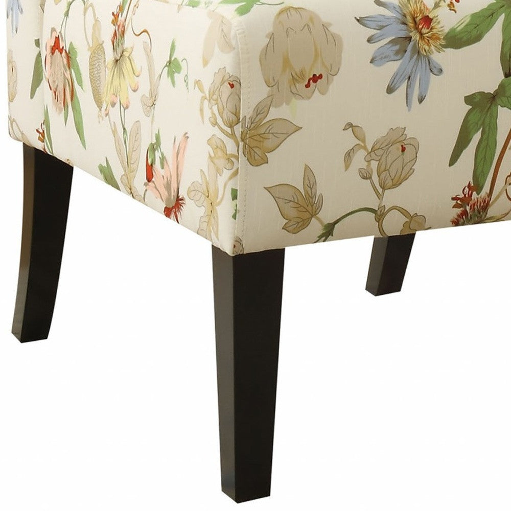 23" Beige and Brown Fabric Floral Side Chair-Accent Chairs-DECOROLALA