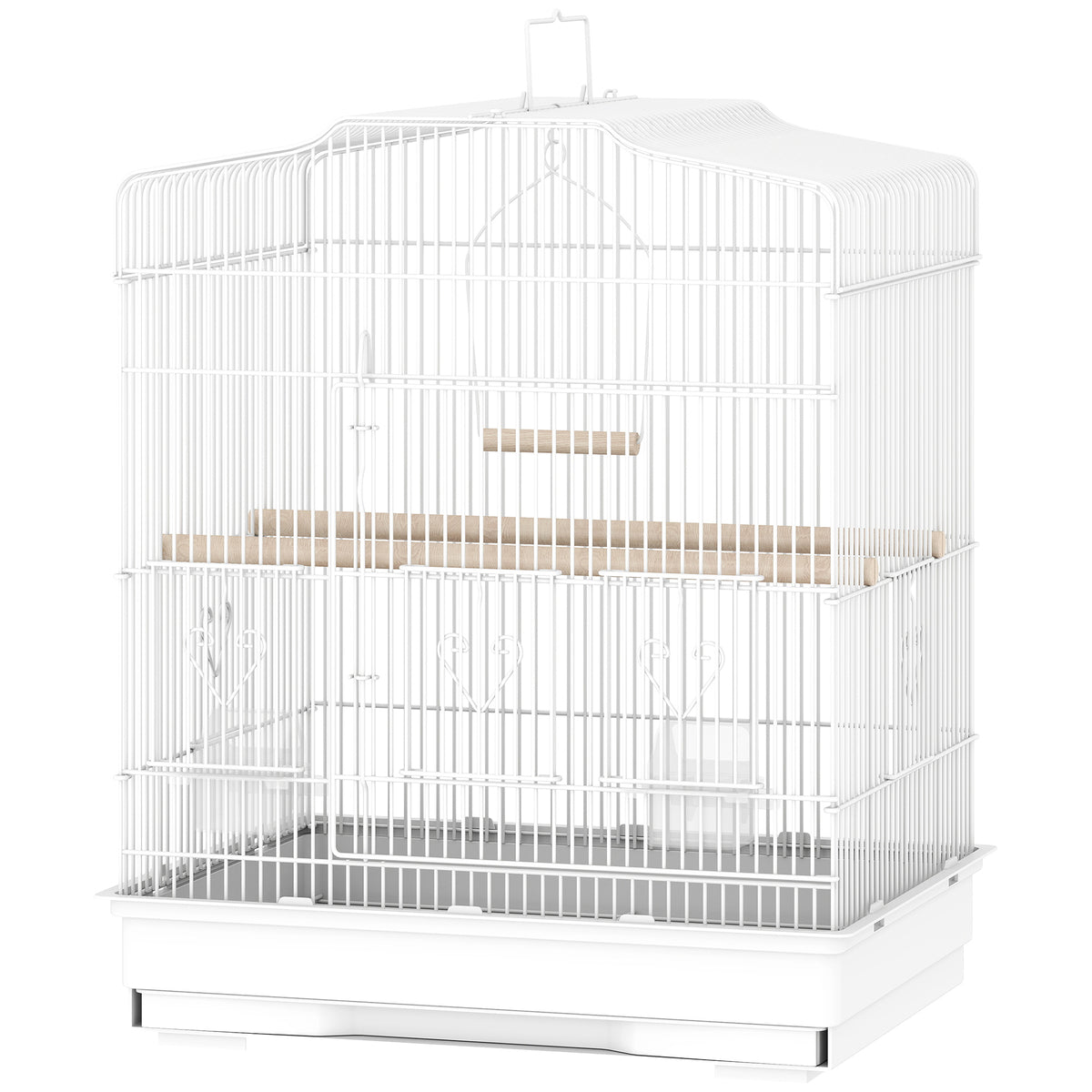 23" Bird Cage for Finches and Canaries - White Metal Enclosure-Bird Supplies-DECOROLALA