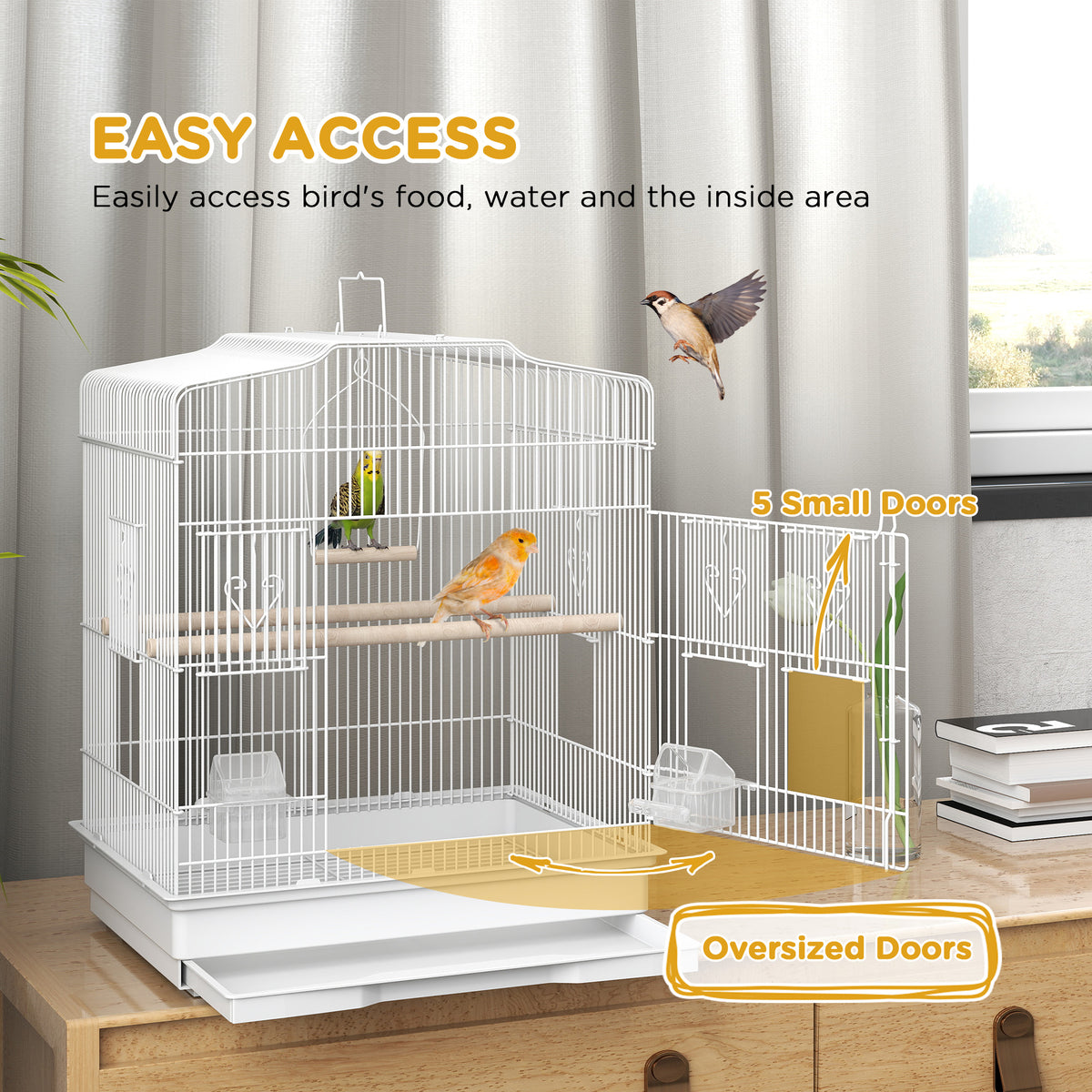 23" Bird Cage for Finches and Canaries - White Metal Enclosure-Birds-DECOROLALA